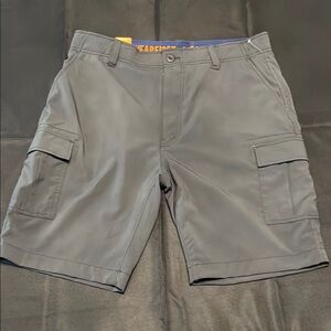 Men's Gray Cargo Shorts thin lightweight free band size 36 dark gray